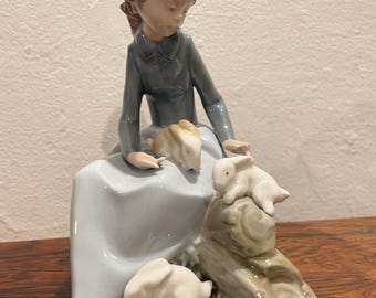 リヤドロ LLADRO 5888 うさぎ　蝶々 ”That Tickles” Lladro Rabbit With Butterfly “that Tickles” 5888 Porcelain