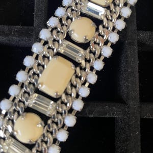 Vintage Juicy Couture Silver tone White Crystal style Fob Bracelet