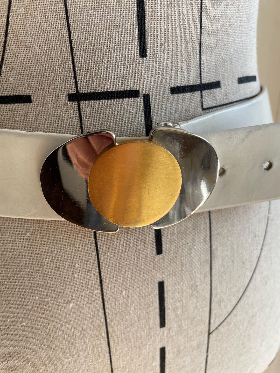 Vintage Calderon White Leather Belt - Etsy