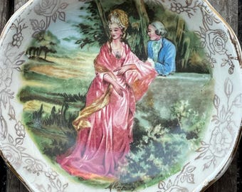 Vintage James Kent Longton Romance Gold Rim Dish England Estate Collectable