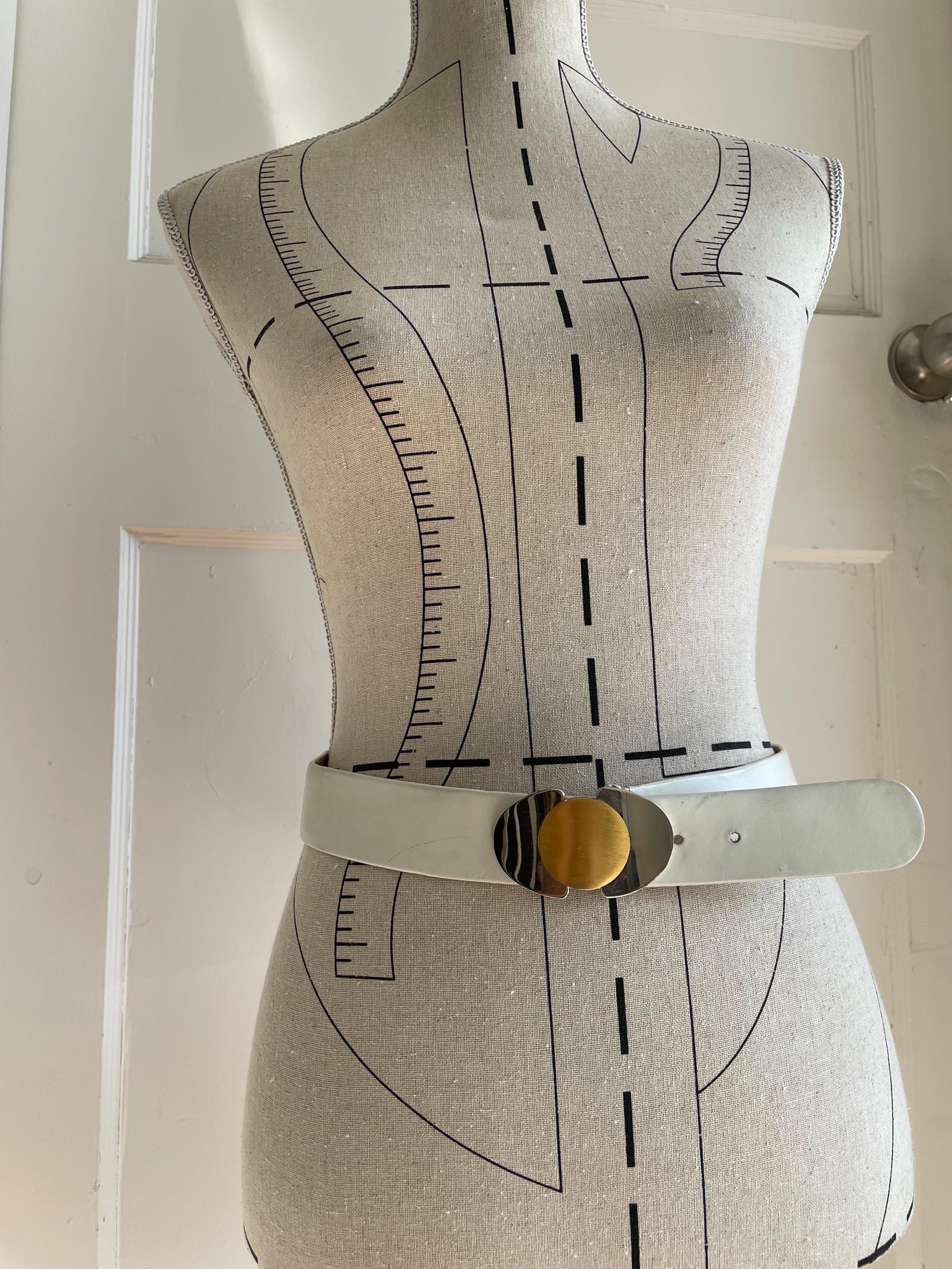 Vintage Calderon White Leather Belt - Etsy display picture 3