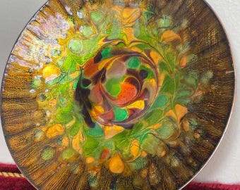 Helen Parker enamel and copper collectable bowl 1968