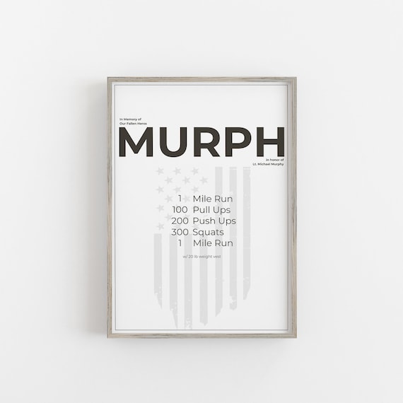 Crossfit Murph Hero Workout Poster Digital Download Crossfit Murph Poster Crossfit Workout Poster Home Gym Hero Workout Poster Etsy