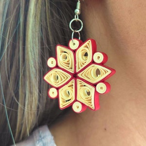 Orecchini Quilling Design Stella, Orecchini Quilling Donna Alta Qualità, Orecchini di Carta, Orecchini Pendenti a Stella, Regali Fatti a Mano per Giorni Speciali