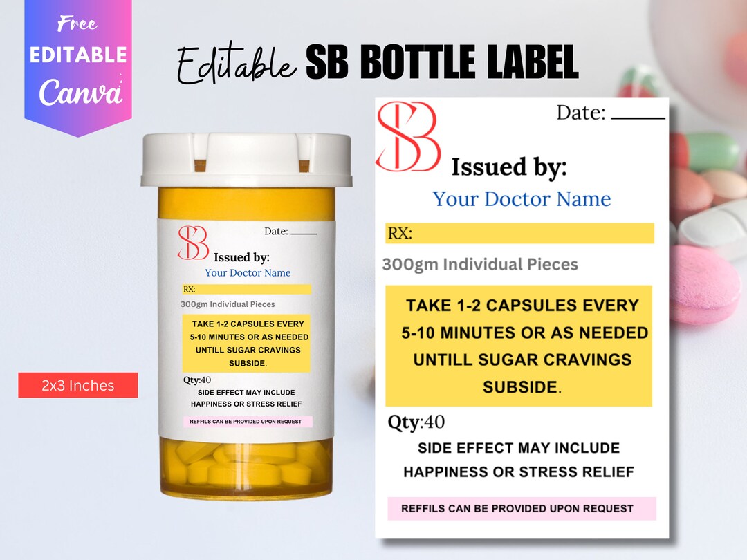 Pill Bottle Label Prescription Label Template Rx Pill Etsy UK