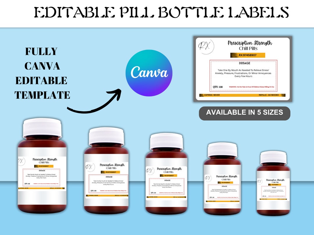 Editable Pill Bottle Label Prescription Label Nurse Party - Etsy