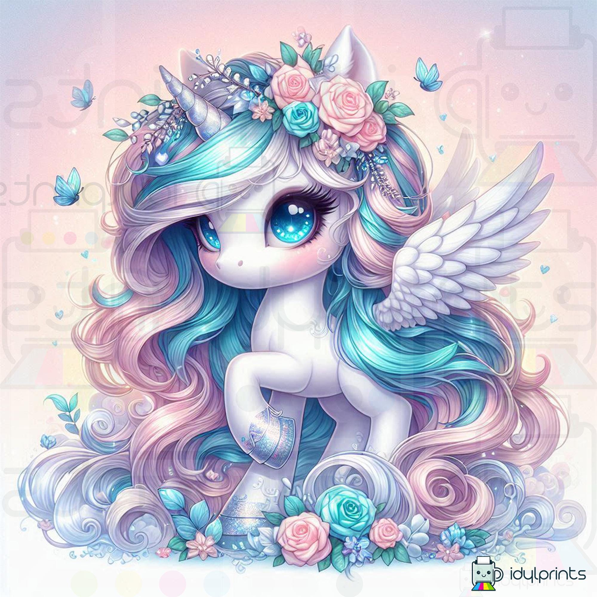 Watercolor Floral Baby Unicorn Fantasy Clipart, Wonderland Little Magic ...