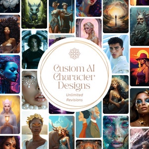 Unlimited Revisions for 2 weeks Custom Character | Midjourney AI Art | Unique Concept Designs | Printable Personalized Commission Portrait