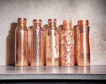 Pure 100% Copper Water Bottle, Luxury Copper Bottle, Yoga Bottle, Handmade Pure Copper Bottle, Leak Proof Bottle Ayurveda, Gym Bottle,