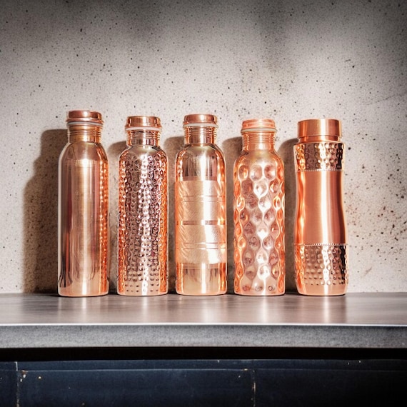 Pure 100% Copper Water Bottle, Luxury Copper Bottle, Yoga Bottle, Handmade Pure Copper Bottle, Leak Proof Bottle Ayurveda, Gym Bottle,