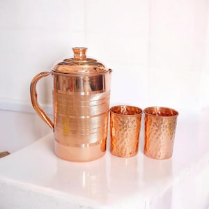 Pure Copper Water Jug, Luxury Copper Mug, Yoga Water Jug, Handmade Copper Jug, Ayurveda Benefits Jug,