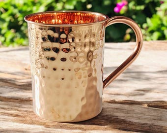 Pure Copper hammered Water Mug, Plain Luxury Copper Glass Yoga Bottle, Handmade Copper Cup, Ayurveda Benefits Bottle, Gym Bottle,
