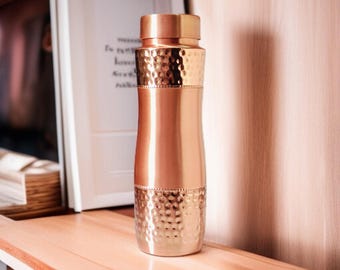 Pure Hammered Copper Water Bottle, Luxury Copper Bottle, Yoga Bottle, Handmade Copper Bottle, Ayurveda Benefits Bottle, Gym Bottle,