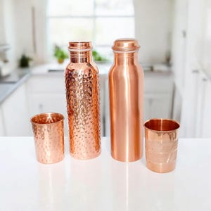 Pure Copper Water Bottle, Luxury Copper Bottle, Yoga Bottle, Handmade Copper Bottle, Leak Proof Bottle Ayurveda Benefits Bottle, Gym Bottle,