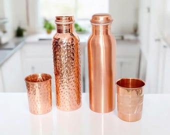 Pure Copper Water Bottle, Luxury Copper Bottle, Yoga Bottle, Handmade Copper Bottle, Leak Proof Bottle Ayurveda Benefits Bottle, Gym Bottle,