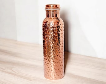 Pure Hammered Copper Water Bottle, Luxury Copper Bottle, Yoga Bottle, Handmade Copper Bottle, Ayurveda Benefits Bottle, Gym Bottle,