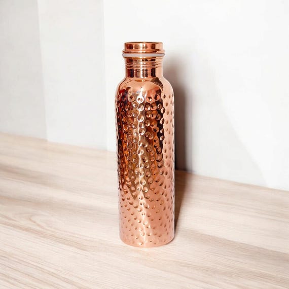 Pure Hammered Copper Water Bottle, Luxury Copper Bottle, Yoga Bottle, Handmade Copper Bottle, Ayurveda Benefits Bottle, Gym Bottle,