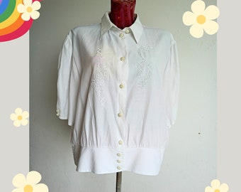 embroidered white vintage shirt 80s