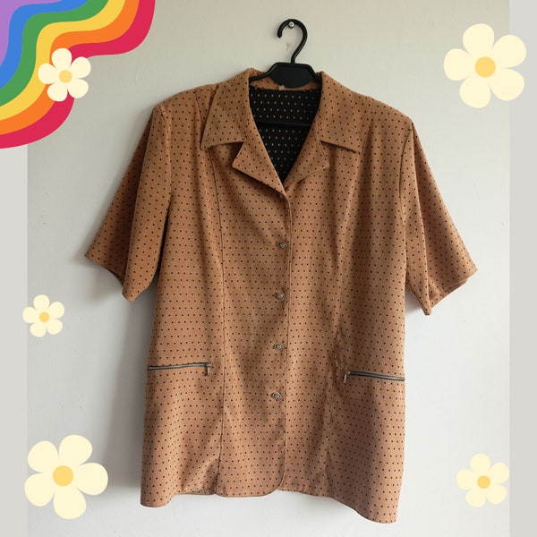 1980s Vintage polka dot jacket Brown