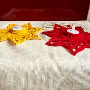 Crocheted star shaped tealight holders