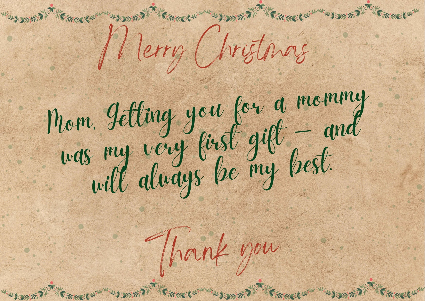 Carta de Navidad/ Tarjeta de Navidad para mami/ Mamá y Navidad/ Tarjeta