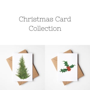 Weihnachtskarten-Kollektion Aquarell Art Weihnachtsbaum Holly