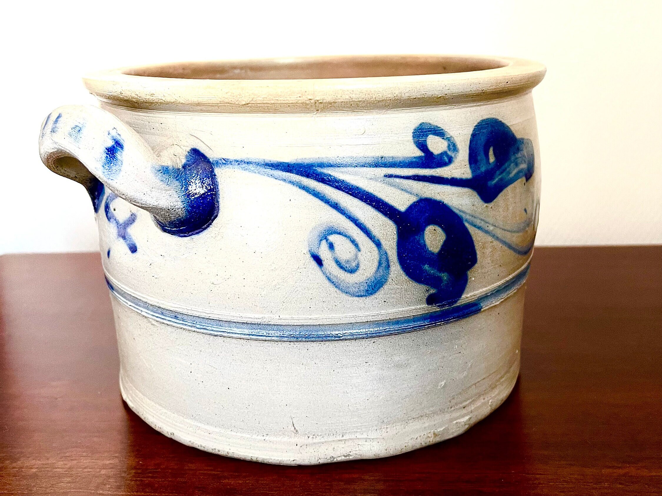 Antique keulse Pot, Glazed Waterproof Stoneware Pot 1900s French
