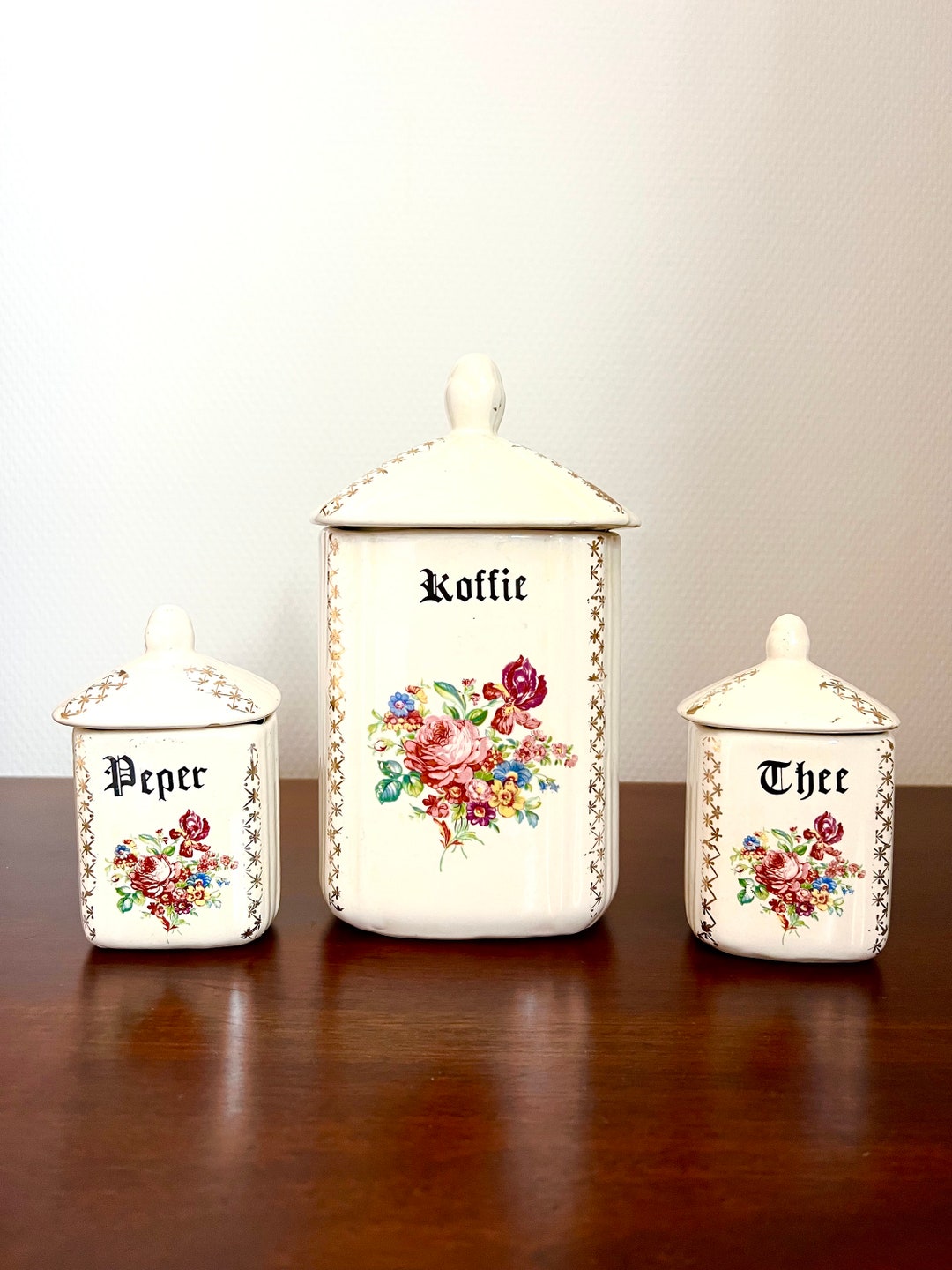 Set of 3 Dutch Spice Jars. Porcelain Spice Jars/ Vintage Etsy