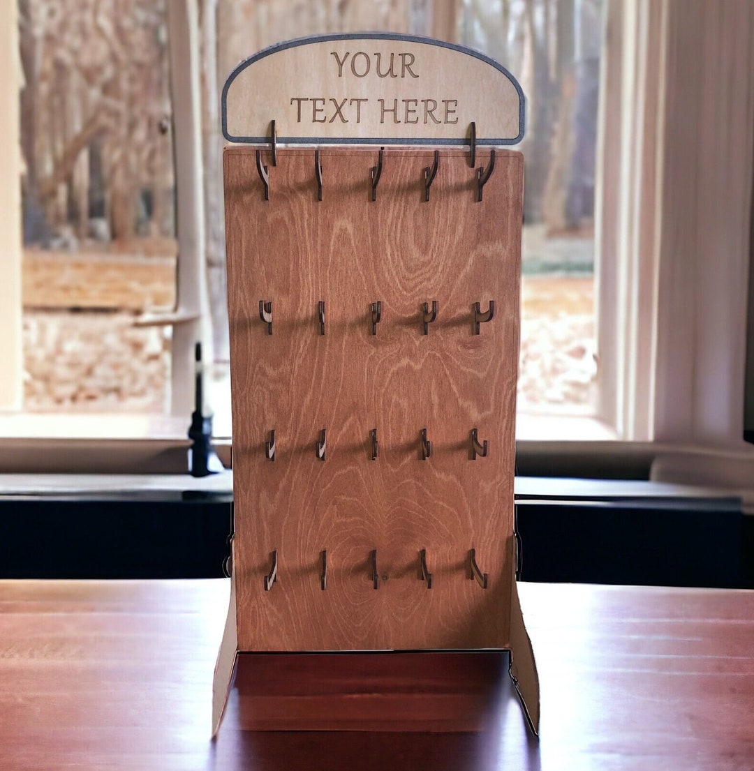 Keyring Display Stand. Medium Oak Finish. Large Personalised Point of