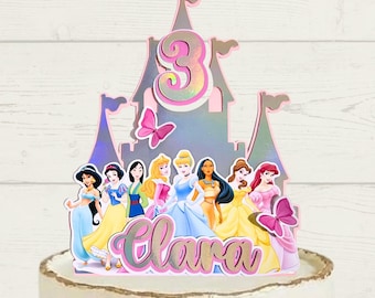 Adorno para tarta de princesa / 5 mariposas incluidas / cualquier nombre / cualquier edad.