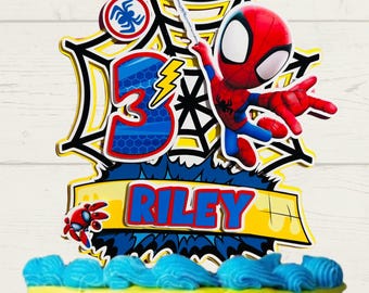 Adorno para pastel de Spider-Man: Fiesta de cumpleaños de Spidey y sus amigos