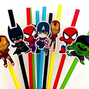 Superhero paper straws / 10 or 20 units.
