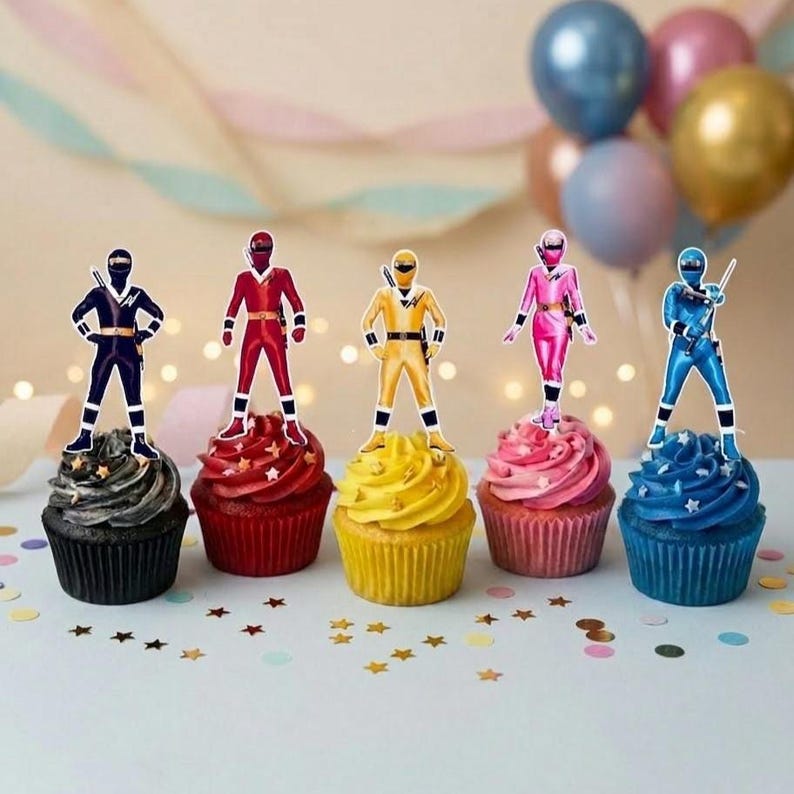 Topper Power Renger Power Rangers Cake Topper / 10 or 20 Units. - Etsy