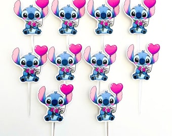Stitch cupcake toppers / 10 or 20 units.