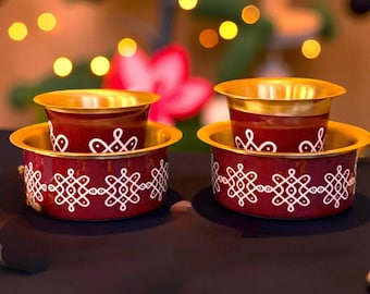 Handcrafted Brass Coffee Davara Set, South Indian Filter Coffee Cups