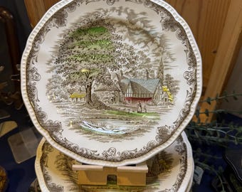 Vintage Kensington Ironstone Plate Set: Shakespeare's Sonnets, Anne Hathaway's Cottage