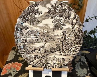 Vintage Myott "The Hunter" Plate: Brown Transferware English Ironstone