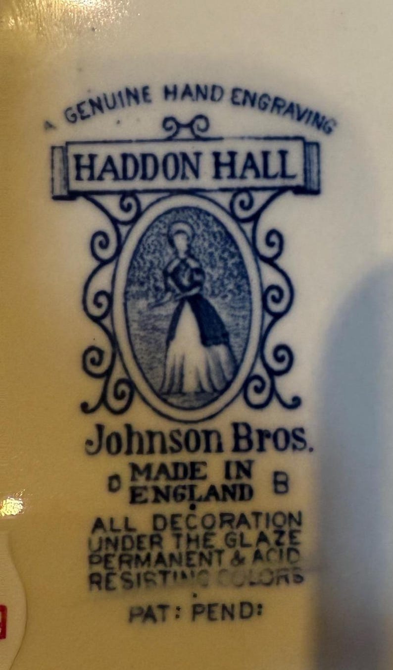 Johnson Bros. Haddon Hall Plate: Vintage Blue & White Transferware - Etsy