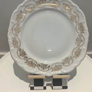 Vintage Bareuther Bavaria Dessert Plates: Elegant Floral Gold Trim, Set of 8