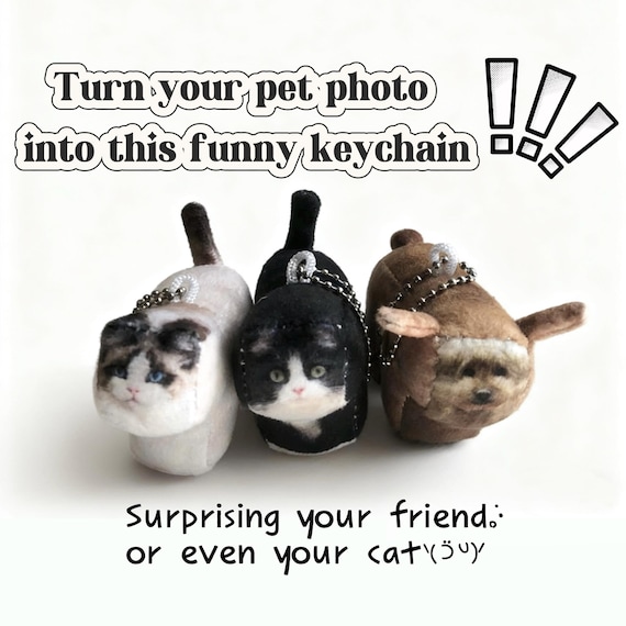Unique Personalized Gift, Custom Pet Photo Plush Charm, Personalized 4D Dog Cat Keychain, Thanksgiving Gift, Gift for Family and Friends