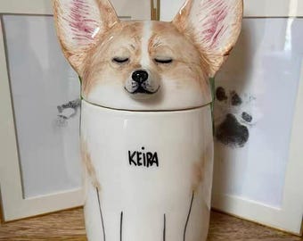 Personalized Dog Portrait Urn, Custom Ceramic Pet Urn, Pet Loss Gift