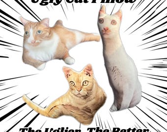 Benutzerdefiniertes hässliches Kissen, lustiges Katzen- & Hundekissen, Meme Haustierkissen, personalisiertes Haustierplüsch, Vatertagsgeschenk, benutzerdefiniertes Kissen, lustiges Freundgeschenk