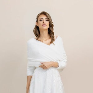 Étole de mariage | Cape de mariage | Couverture de mariage | Boléro de mariage pour la mariée | Pull de mariage | Blanc