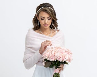 Brautstola | Hochzeitscover | Hochzeitsbolero für die Braut | Hochzeitspullover | Geschenk für den Junggesellinnenabschied | Rosa