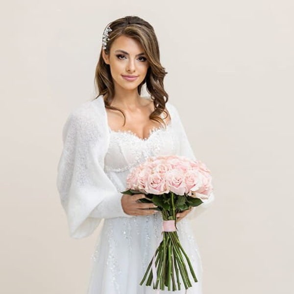 Stola da Sposa | Giacca da Sposa | Copertura Nuziale | Bolero da Sposa per la Sposa | Cardigan Nuziale | Regalo per l'Addio al Nubilato