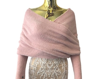 Brautstola | Hochzeitsumhang | Hochzeitscover | Hochzeitsbolero für die Braut | Hochzeitspullover | Rosa