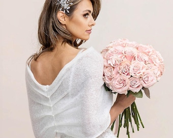 Bridal Cowl Wrap – Infinity Shoulder Shrug & Wedding Cover Up for Fall and Winter Brides, Ivory – Knit Bridal Wrap, Bridal Shawl