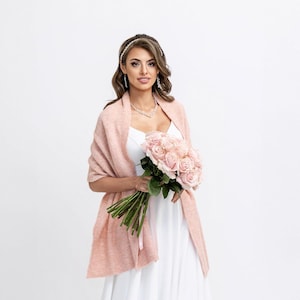 Wedding Shawl | Wedding Cape | Wedding Cover | Wedding Bolero for the Bride | Wedding Sweater | Hen party gift | Pink