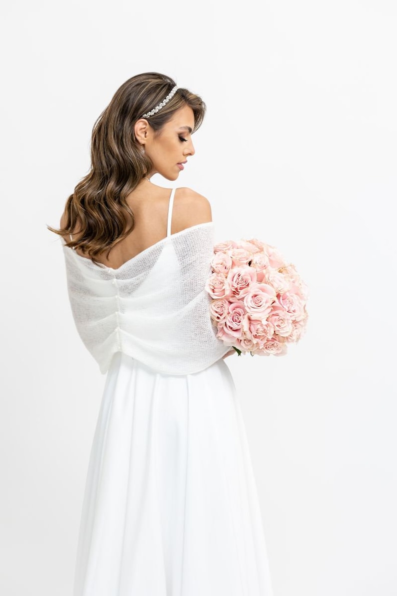 Coprispalle Nuziale Copertura Nuziale Stola Nuziale Bolero Nuziale per la Sposa Cardigan Nuziale Regalo per Addio al Nubilato immagine 6