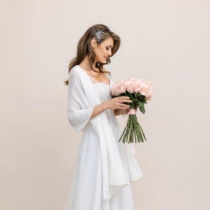 Wedding Shawl | Wedding Cape | Wedding Cover | Wedding Bolero for the Bride | Wedding Sweater | Hen party gift | White